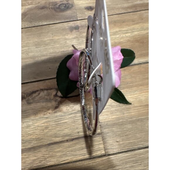 14KT White & Gold Plated Silvertone Brass Hypo Allergenic Hoop Earrings NEW - Picture 5 of 7